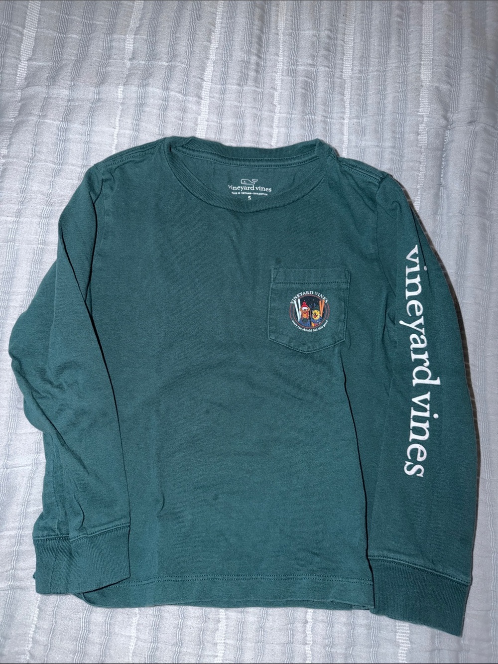 Vineyard Vines Forest Green Long Sleeve Pocket Tee